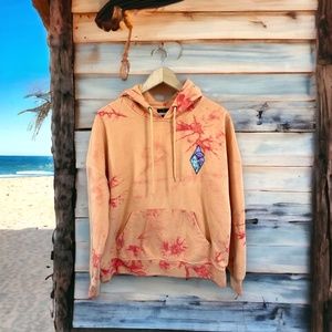 Orange Tie Die Hoodie With Crystal Print